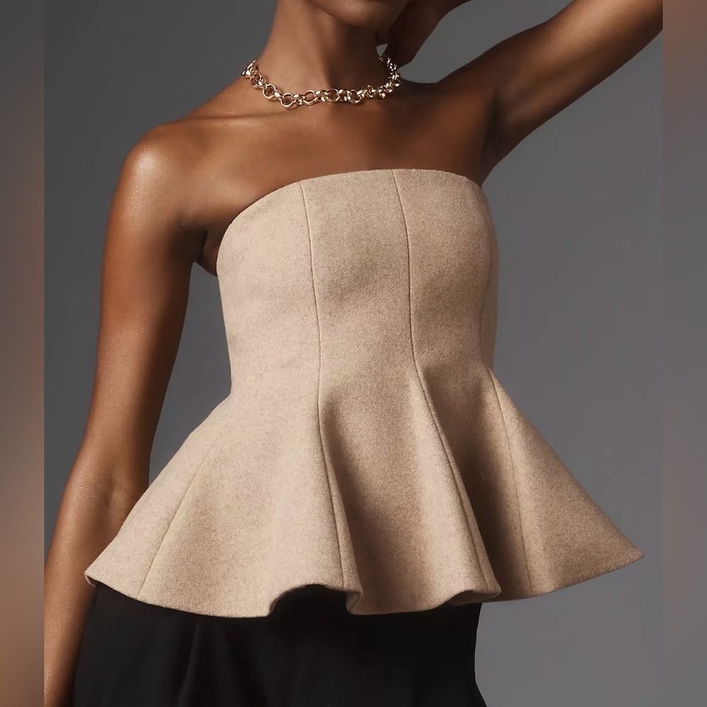 NWT Size S - Mare Mare x Anthropologie Strapless Peplum Top